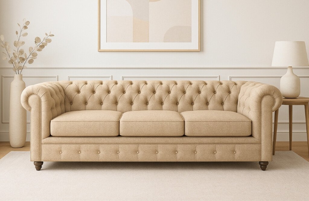 Sofá Chesterfield 3 Cuerpos 3 beige