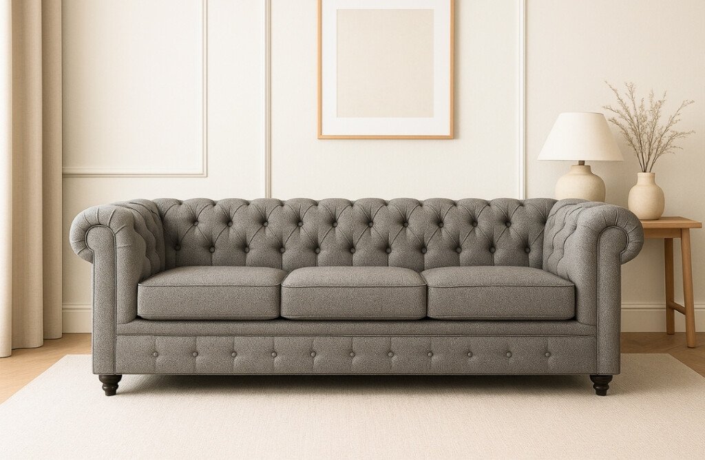 Sofá Chesterfield 3 Cuerpos gris medio