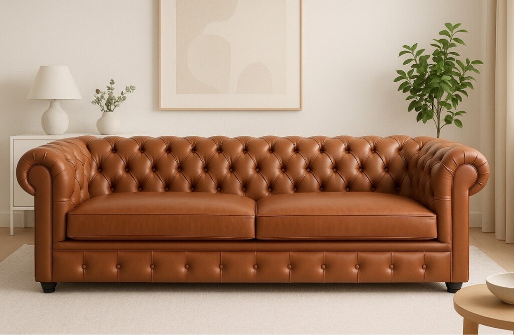 Sofá de cuerina Chesterfield