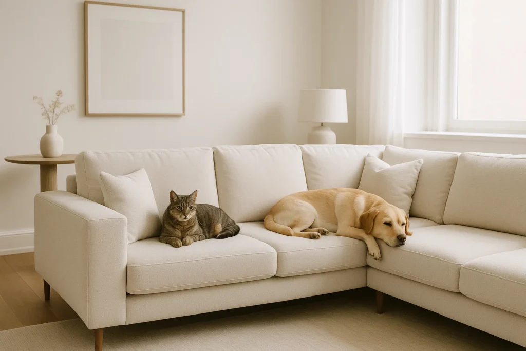 ¿Qué tipo de tela es mejor para un sofá con mascotas? 1 sofa_seccional_con_telas_para_animales